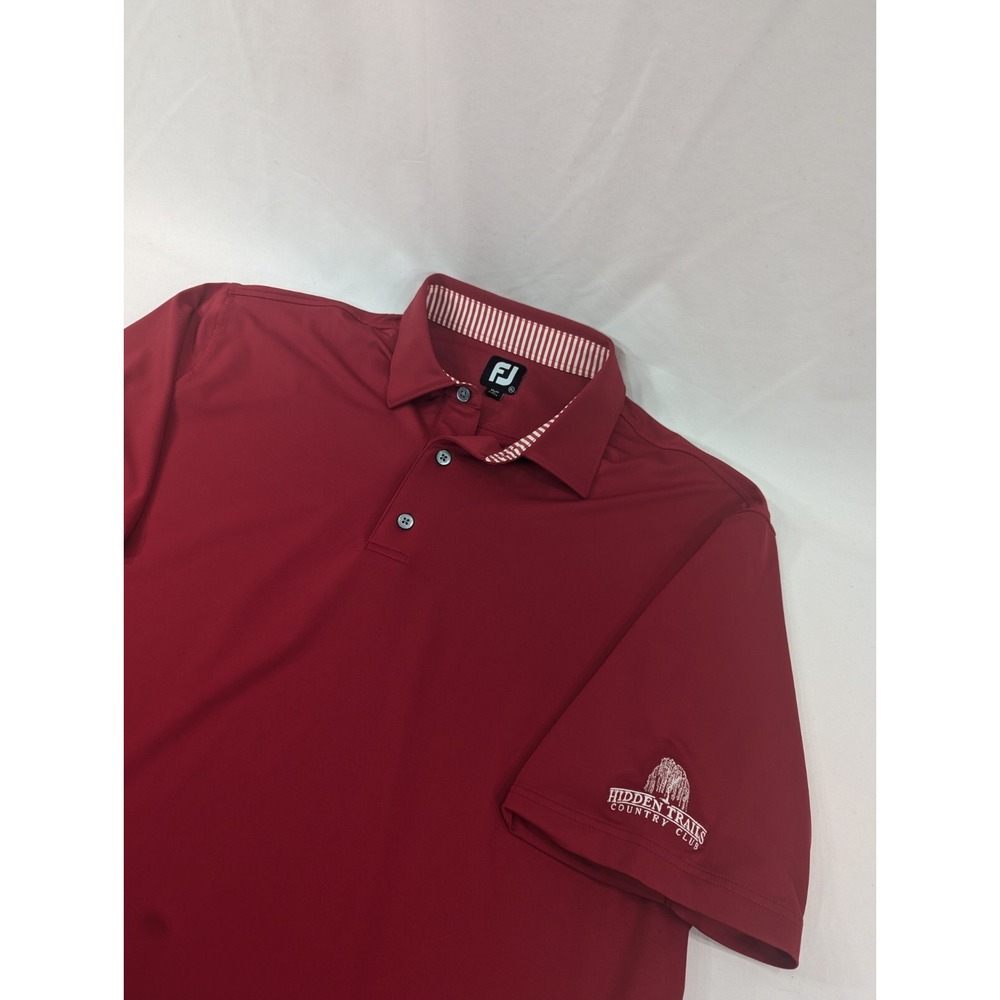 Footjoy Men's Polo Golf Short Sleeve Shirt Red Hidden Trails Golf - Men's XL
